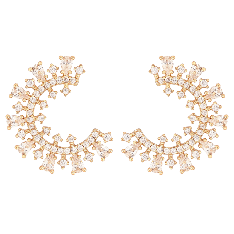 Серьги Xuping цвет Позолота 18К пусеты "Инкрустация кристаллами" фото №1