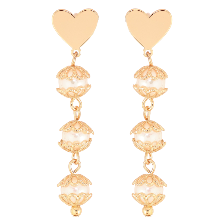 Серьги Xuping цвет Позолота 18К пусеты "Сердечки с жемчужными подвесками" фото №25 Серьги Xuping цвет Позолота 18К пусеты "Сердечки с жемчужными подвесками" фото №25