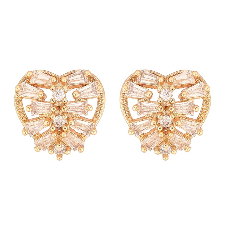 Серьги Xuping цвет Позолота 18К пусеты "Сердечки с кристаллами" фото №2 Серьги Xuping цвет Позолота 18К пусеты "Сердечки с кристаллами" фото №2