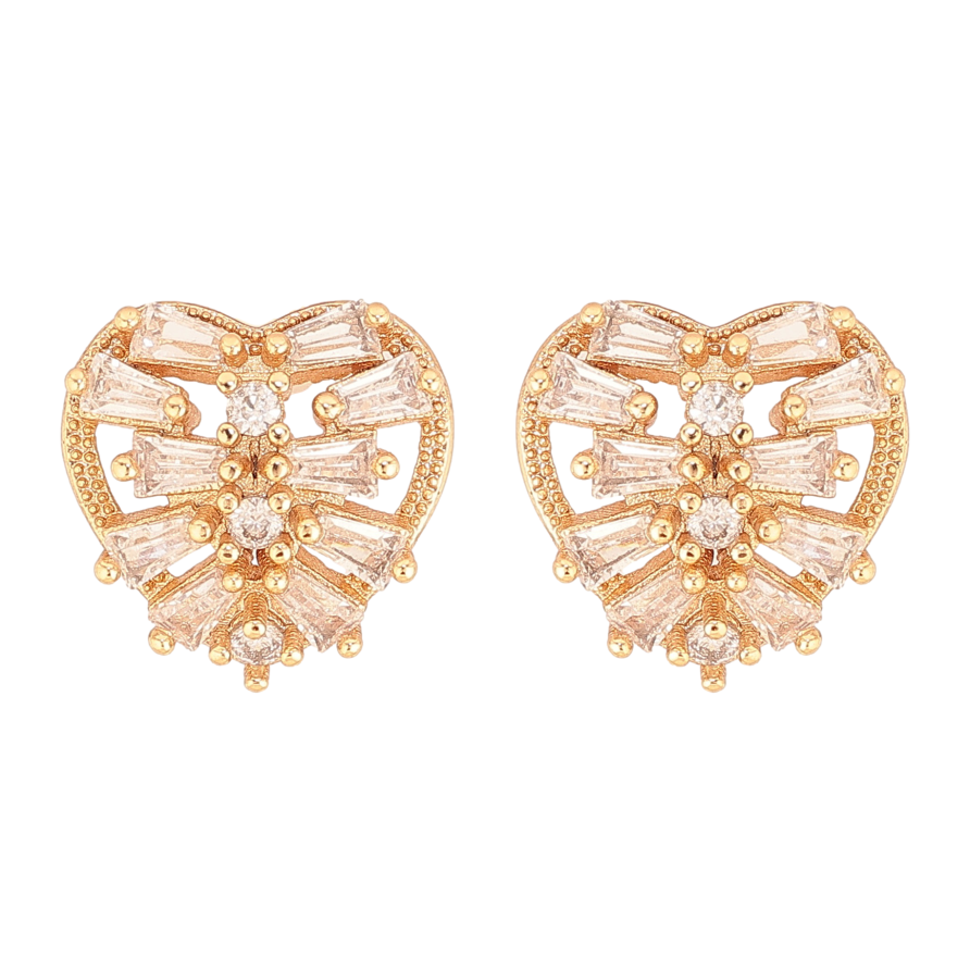 Сережки Xuping колір Позолота 18К пусети "Сердечки з кристалами" фото №1 Сережки Xuping колір Позолота 18К пусети "Сердечки з кристалами" фото №1