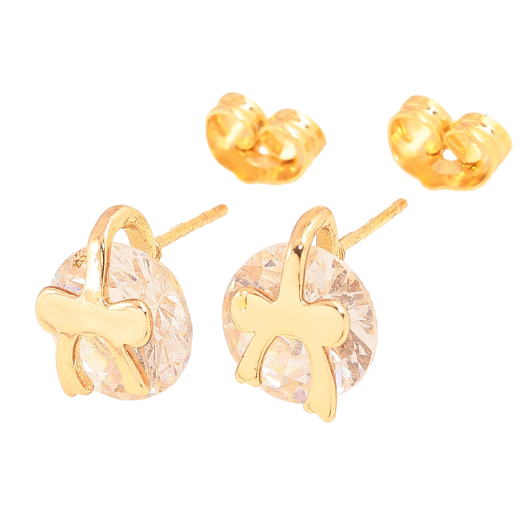 Серьги Xuping цвет Позолота 18К пусеты "Кристаллы с бантами" фото №12 Серьги Xuping цвет Позолота 18К пусеты "Кристаллы с бантами" фото №12