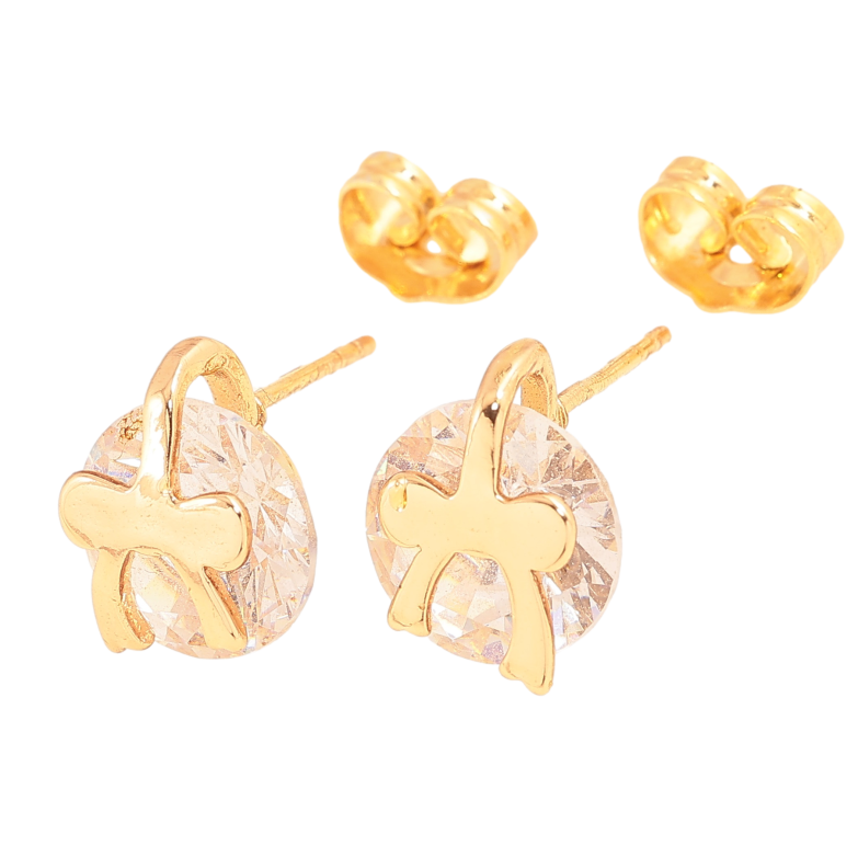 Серьги Xuping цвет Позолота 18К пусеты "Кристаллы с бантами" фото №1 Серьги Xuping цвет Позолота 18К пусеты "Кристаллы с бантами" фото №1