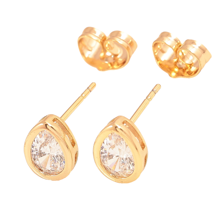 Сережки Xuping колір Позолота 18К пусети "Кристальні крапельки" фото №1