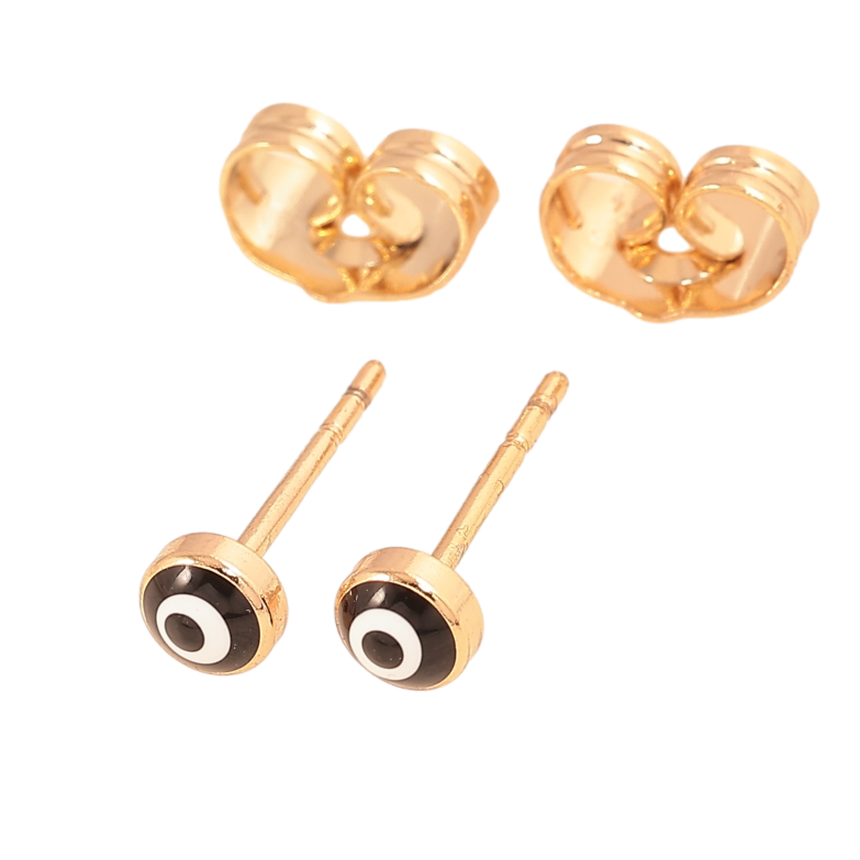 Серьги Xuping цвет Позолота 18К пусеты "Оберег черный глаз Фатимы" ø 4мм фото №1 Серьги Xuping цвет Позолота 18К пусеты "Оберег черный глаз Фатимы" ø 4мм фото №1