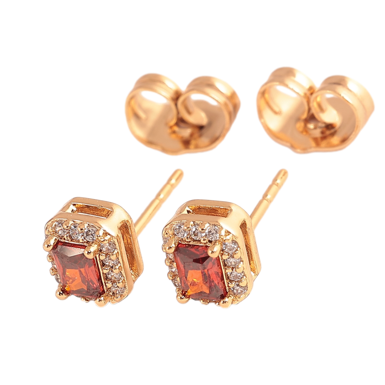 Серьги Xuping цвет Позолота 18К пусеты "Красные кристаллы в обрамлении" фото №1 Серьги Xuping цвет Позолота 18К пусеты "Красные кристаллы в обрамлении" фото №1