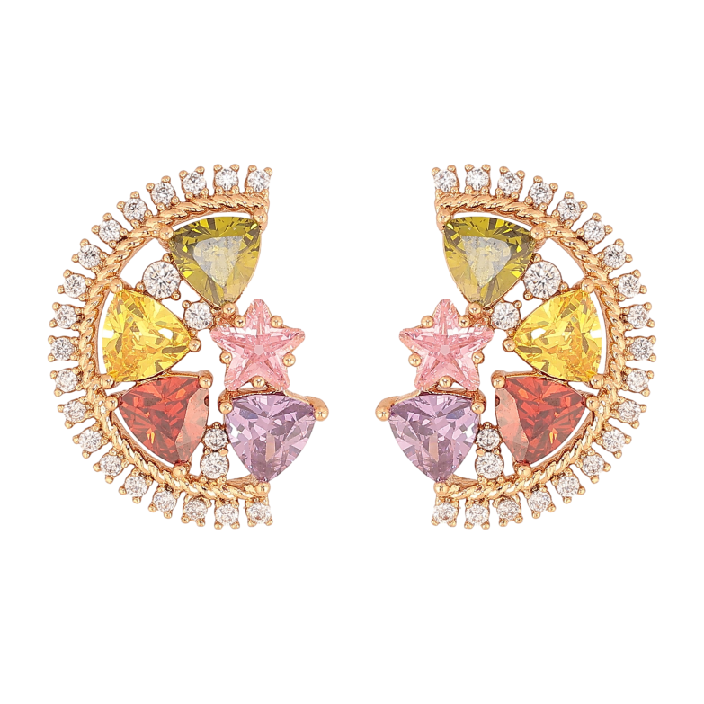 Серьги Xuping цвет Позолота 18К пусеты "Узор из разноцветных кристаллов" фото №1 Серьги Xuping цвет Позолота 18К пусеты "Узор из разноцветных кристаллов" фото №1