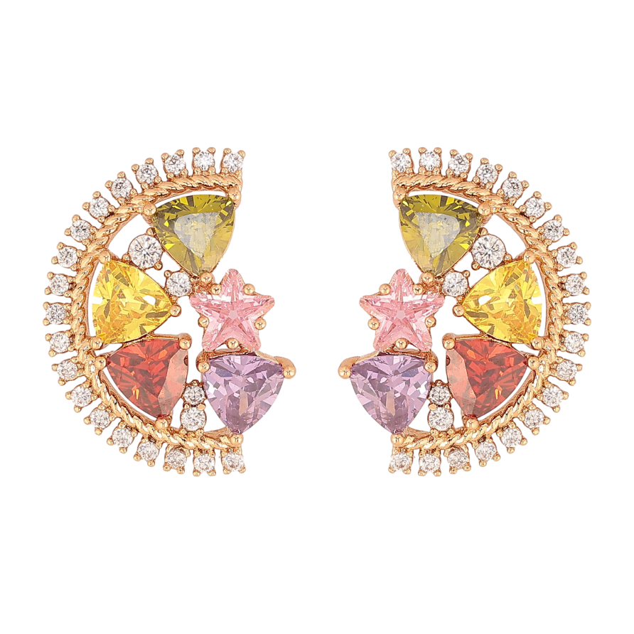 Сережки Xuping колір Позолота 18К пусети "Візерунок з різнокольорових кристалів" фото №1 Сережки Xuping колір Позолота 18К пусети "Візерунок з різнокольорових кристалів" фото №1