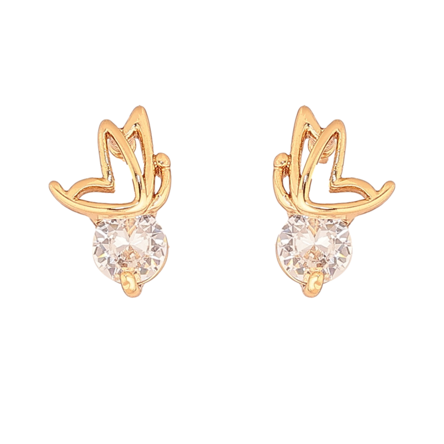 Сережки Xuping колір Позолота 18K пусети "Метелики на кристалах" фото №1