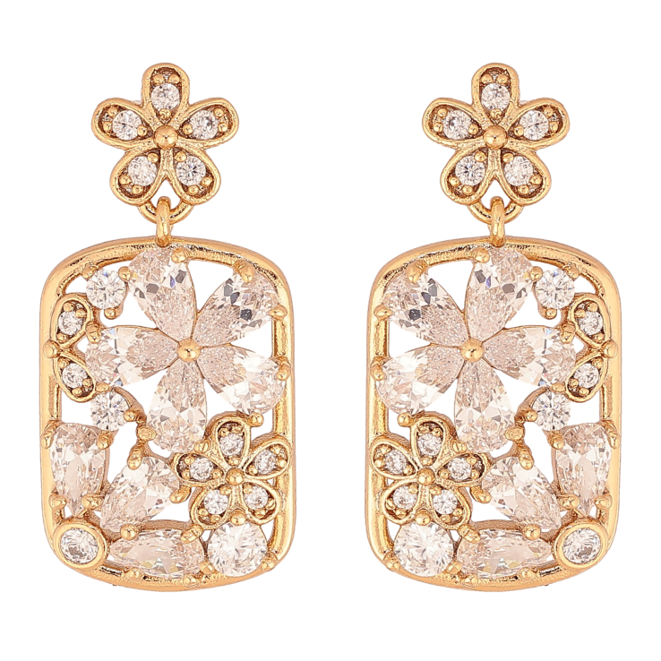 Сережки Xuping колір Позолота 18K пусети "Квіткові підвіски з кристалами" фото №13