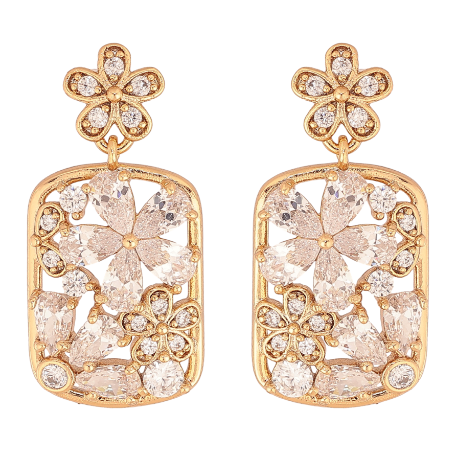 Сережки Xuping колір Позолота 18K пусети "Квіткові підвіски з кристалами" фото №1