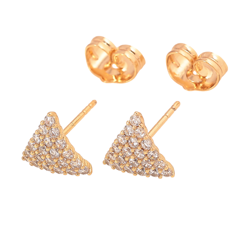 Сережки Xuping колір Позолота 18К пусети "Трикутники з інкрустацією кристалами" фото №6