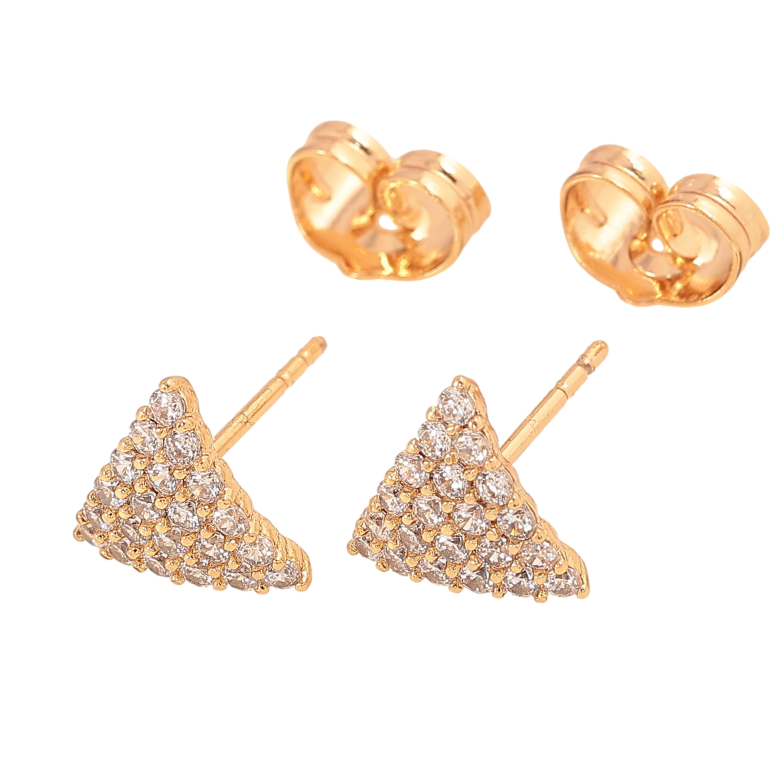 Серьги Xuping цвет Позолота 18К пусеты "Треугольники с инкрустацией кристаллами" фото №1