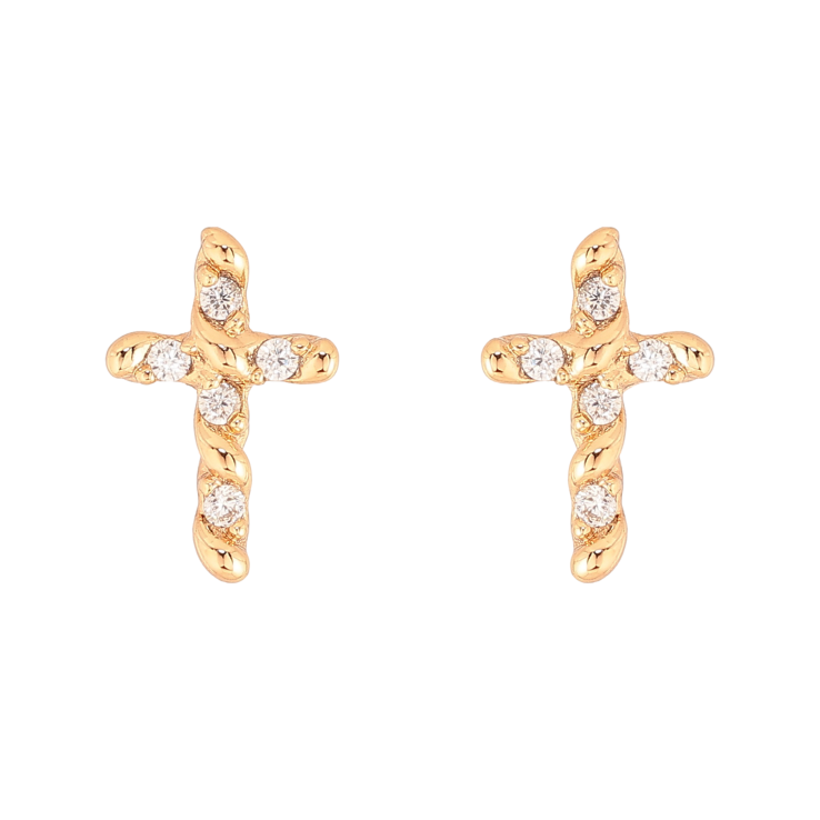 Сережки Xuping колір Позолота 18К пусети "Хрестики з кристалами" фото №3 Сережки Xuping колір Позолота 18К пусети "Хрестики з кристалами" фото №3