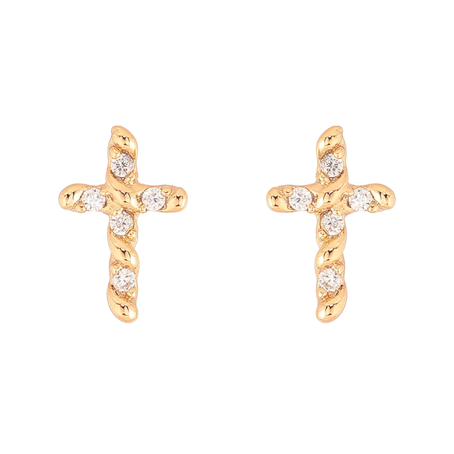 Сережки Xuping колір Позолота 18К пусети "Хрестики з кристалами" фото №1 Сережки Xuping колір Позолота 18К пусети "Хрестики з кристалами" фото №1