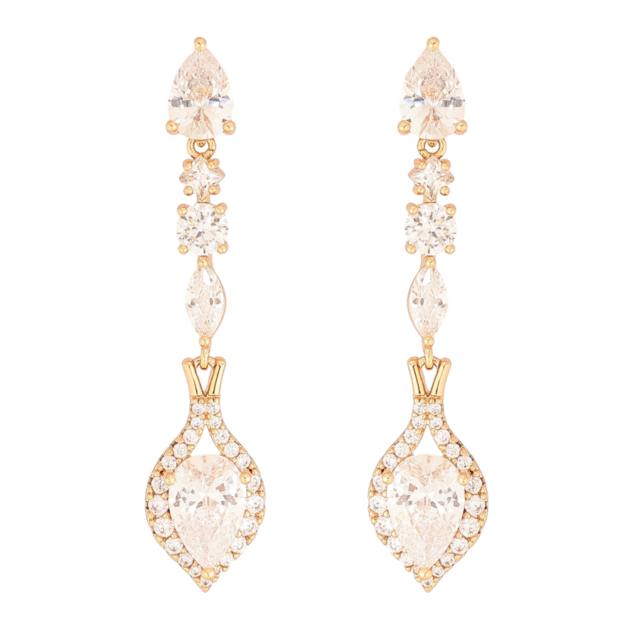 Сережки Xuping колір Позолота 18К пусети "Кристальні підвіски" фото №1 Сережки Xuping колір Позолота 18К пусети "Кристальні підвіски" фото №1