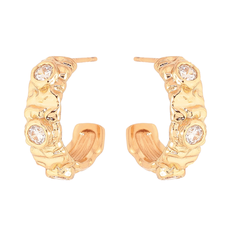 Сережки Xuping колір Позолота 18K пусети "Декоративні дуги з кристалами" фото №1