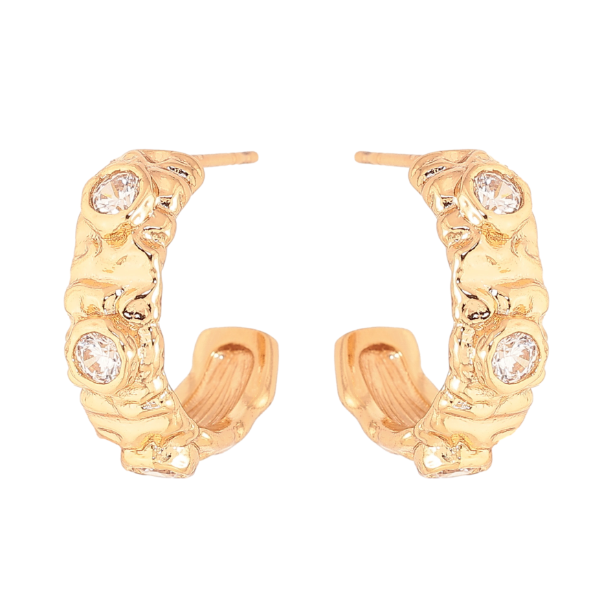 Сережки Xuping колір Позолота 18K пусети "Декоративні дуги з кристалами" фото №1