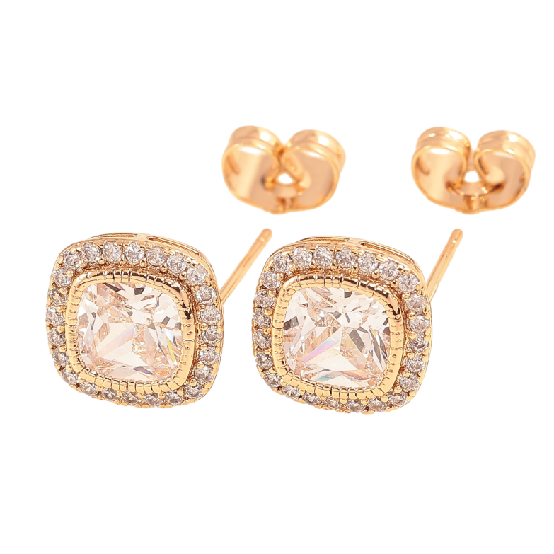 Сережки Xuping колір Позолота 18К пусети "Кристали в обрамленні" фото №6