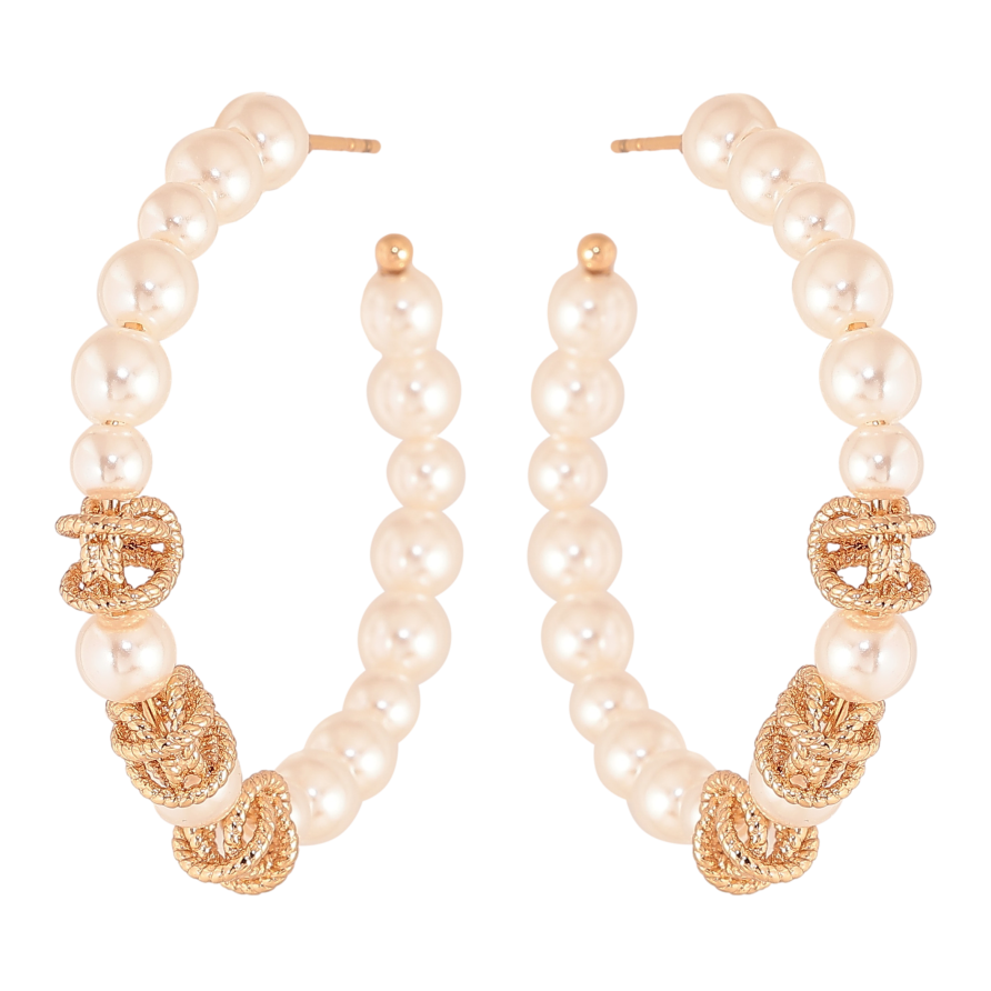 Серьги Xuping цвет Позолота 18К пусеты "Кольца с жемчужными бусинами" фото №1 Серьги Xuping цвет Позолота 18К пусеты "Кольца с жемчужными бусинами" фото №1