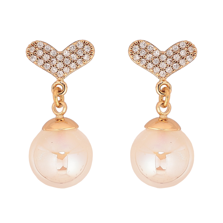 Серьги Xuping цвет Позолота 18К пусеты "Сердечки с жемчужными подвесками" фото №1 Серьги Xuping цвет Позолота 18К пусеты "Сердечки с жемчужными подвесками" фото №1