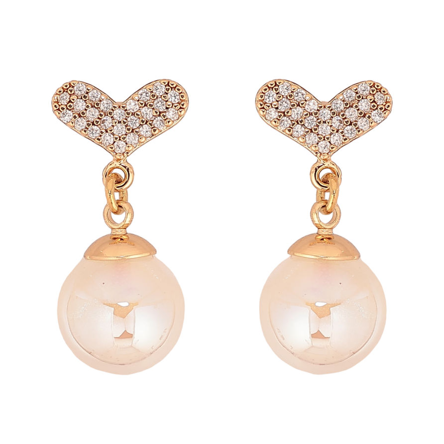 Серьги Xuping цвет Позолота 18К пусеты "Сердечки с жемчужными подвесками" фото №1 Серьги Xuping цвет Позолота 18К пусеты "Сердечки с жемчужными подвесками" фото №1