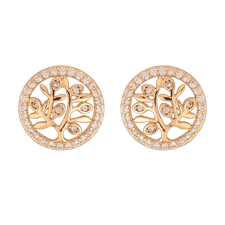 Сережки Xuping колір Позолота 18К пусети "Дерево життя з кристалами" фото №1 Сережки Xuping колір Позолота 18К пусети "Дерево життя з кристалами" фото №1