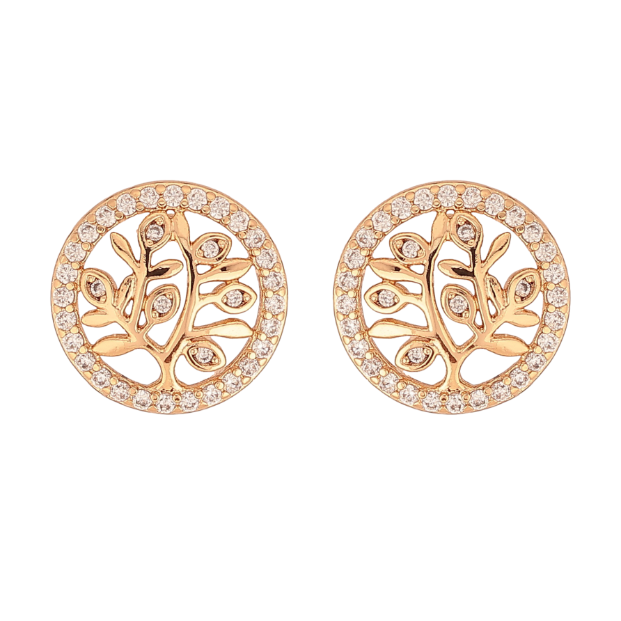 Сережки Xuping колір Позолота 18К пусети "Дерево життя з кристалами" фото №1 Сережки Xuping колір Позолота 18К пусети "Дерево життя з кристалами" фото №1