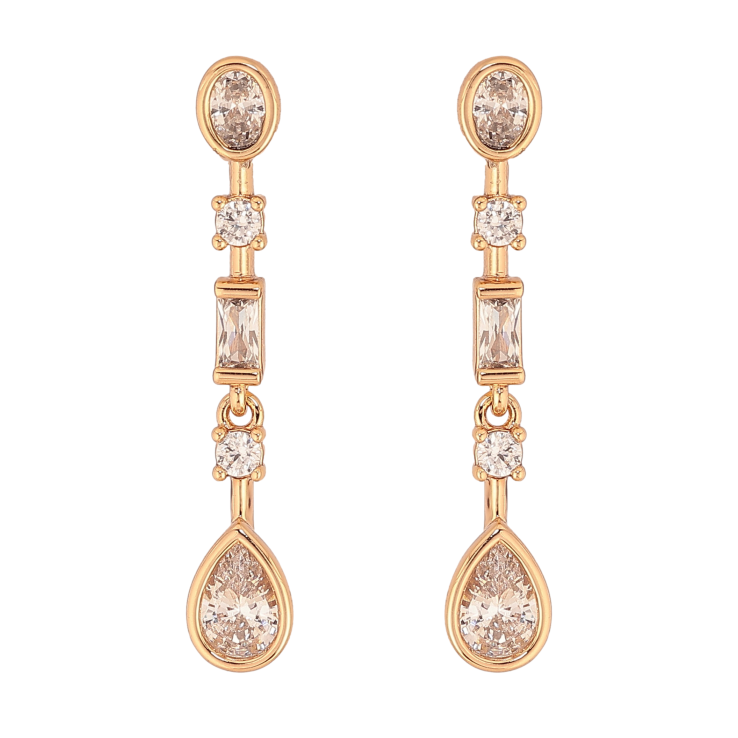 Сережки Xuping колір Позолота 18К пусети "Кристальні підвіски" фото №9