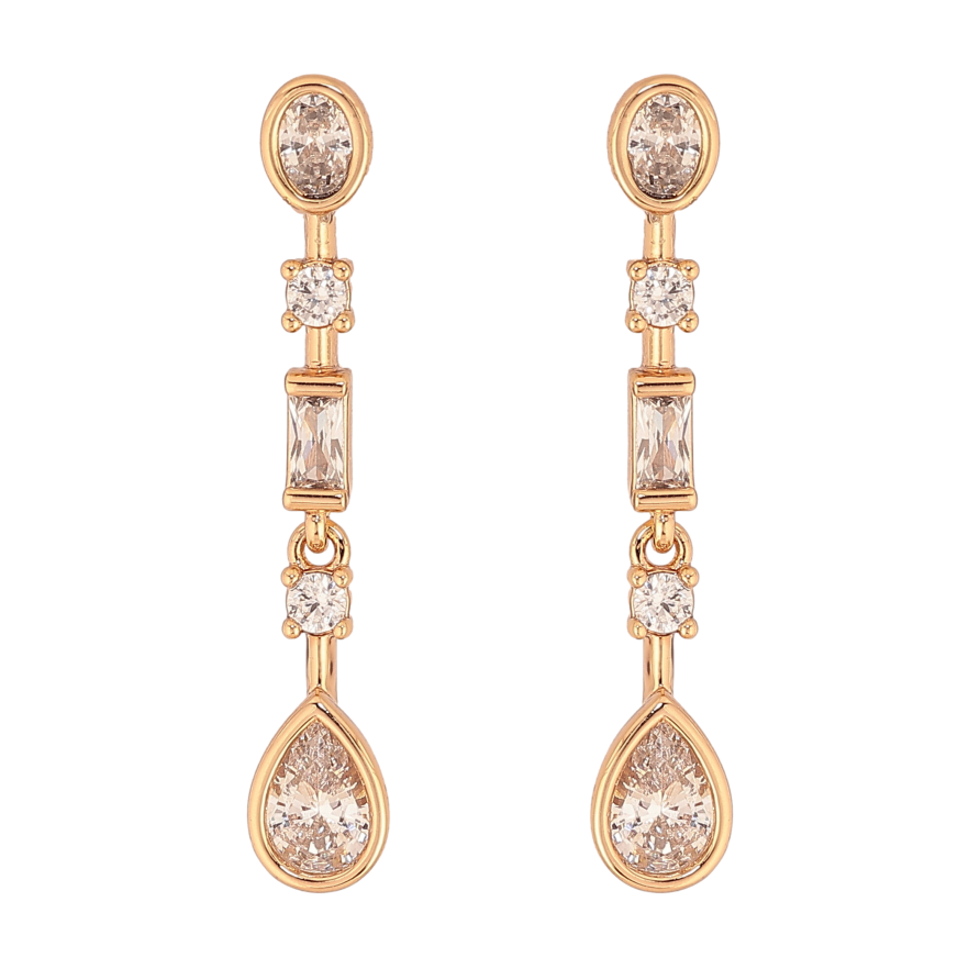 Сережки Xuping колір Позолота 18К пусети "Кристальні підвіски" фото №1