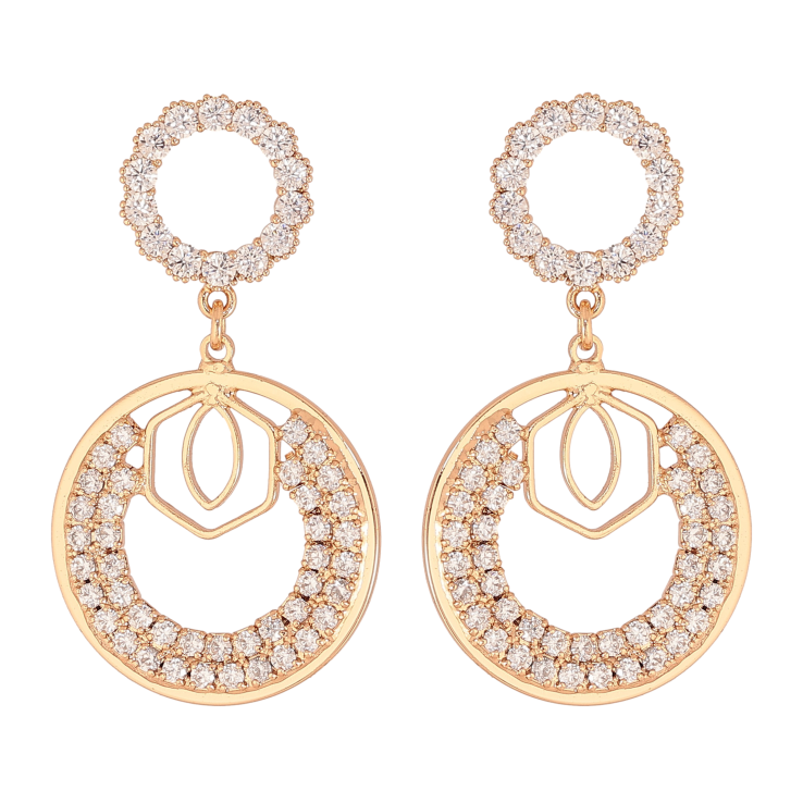 Серьги Xuping цвет Позолота 18К пусеты "Круглые подвески с инкрустацией кристаллами" фото №20