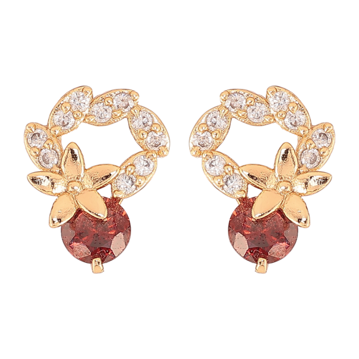 Серьги Xuping цвет Позолота 18К пусеты "Веночки с цветочками и красными кристаллами" фото №18 Серьги Xuping цвет Позолота 18К пусеты "Веночки с цветочками и красными кристаллами" фото №18