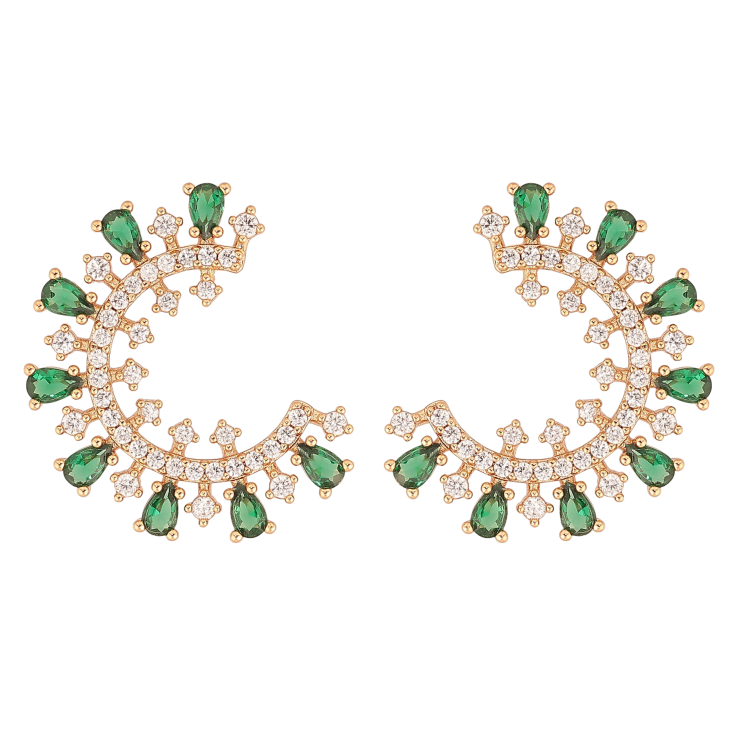 Серьги Xuping цвет Позолота 18К пусеты "Инкрустация с зелеными кристаллами" фото №25