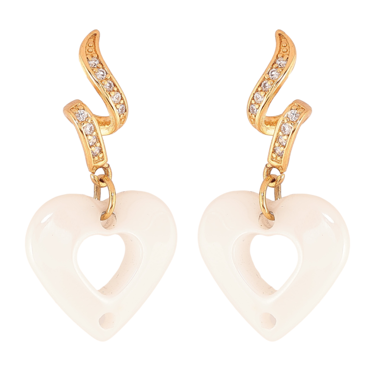 Серьги Xuping цвет Позолота 18К пусеты "Белые керамические сердечки" фото №22 Серьги Xuping цвет Позолота 18К пусеты "Белые керамические сердечки" фото №22