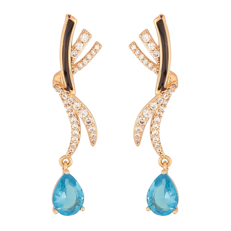 Сережки Xuping колір Позолота 18К пусети "Підвіски з блакитними крапельками" фото №23