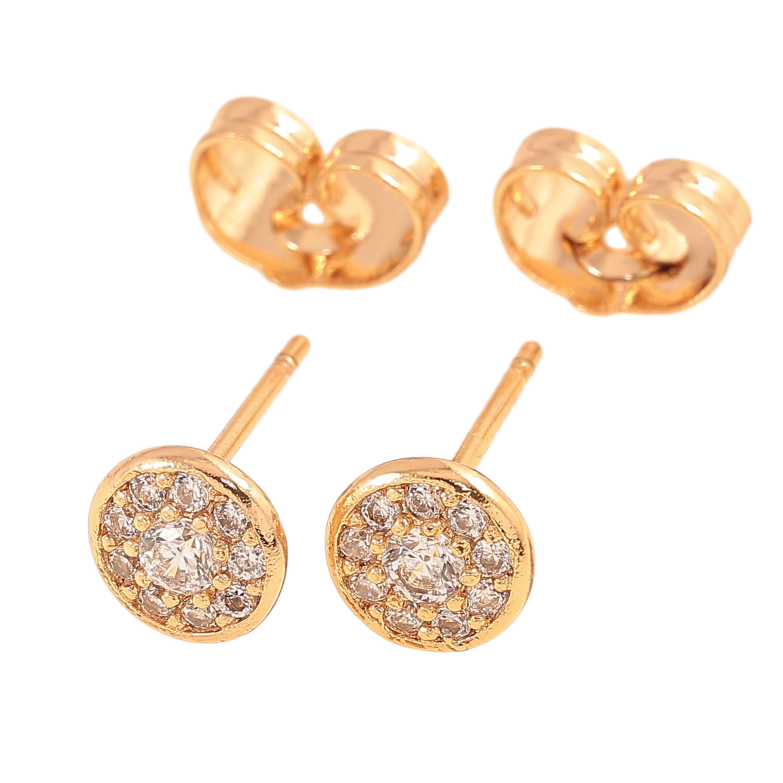 Сережки Xuping колір Позолота 18К пусети "Круги з кристалами" ø 6мм фото №1 Сережки Xuping колір Позолота 18К пусети "Круги з кристалами" ø 6мм фото №1