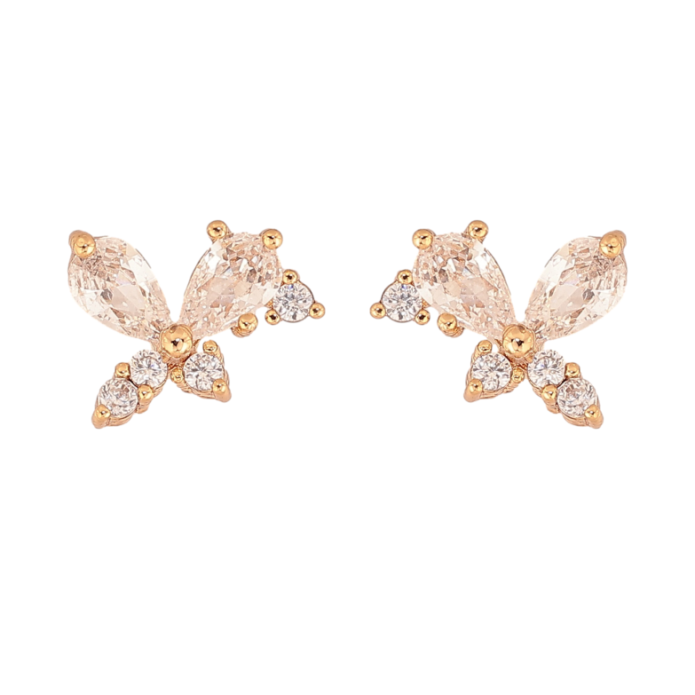 Серьги Xuping цвет Позолота 18К пусеты "Кристальные бабочки" фото №1