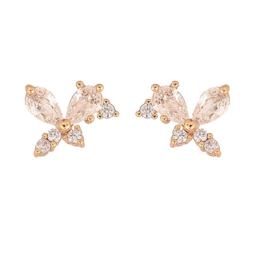 Сережки Xuping колір Позолота 18К пусети "Кристальні метелики" фото №1 Сережки Xuping колір Позолота 18К пусети "Кристальні метелики" фото №1