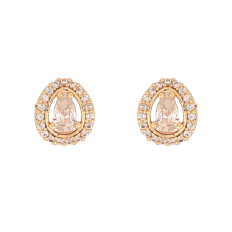 Серьги Xuping цвет Позолота 18К пусеты "Капельки с кристаллами" фото №1