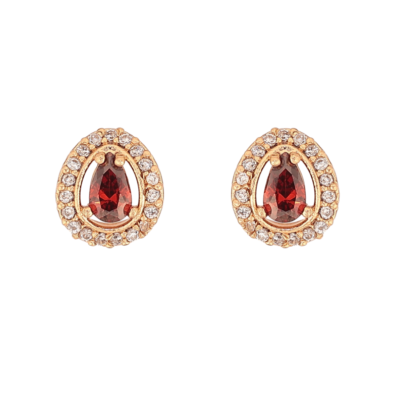 Серьги Xuping цвет Позолота 18К пусеты "Капельки с красными кристаллами" фото №1 Серьги Xuping цвет Позолота 18К пусеты "Капельки с красными кристаллами" фото №1