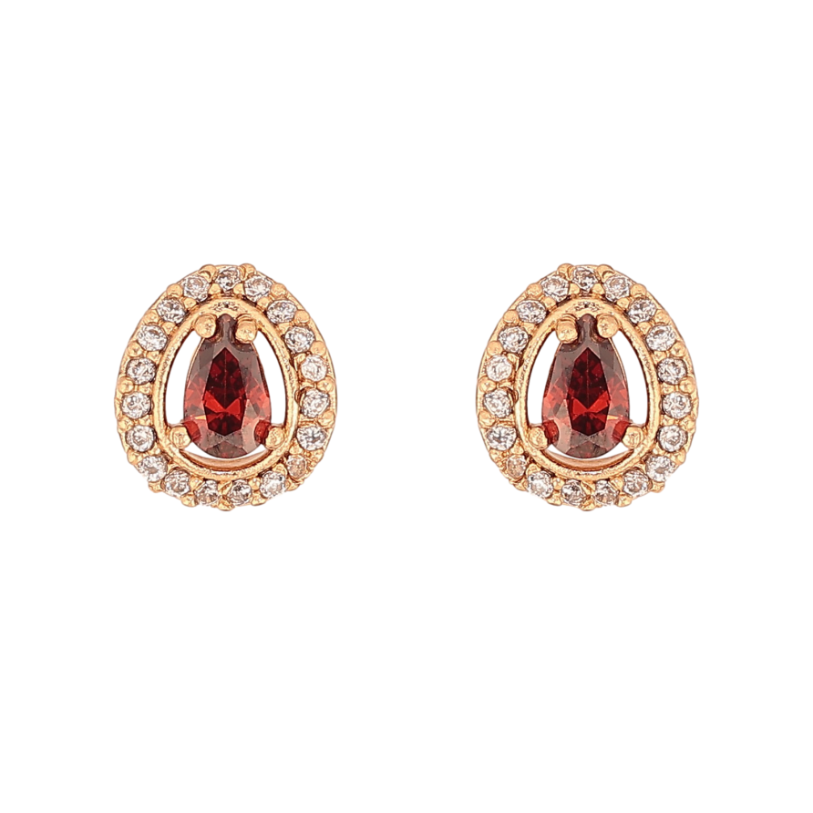 Серьги Xuping цвет Позолота 18К пусеты "Капельки с красными кристаллами" фото №1 Серьги Xuping цвет Позолота 18К пусеты "Капельки с красными кристаллами" фото №1