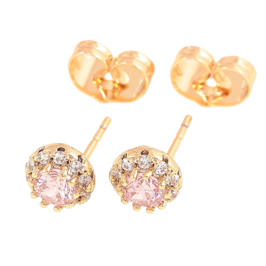 Серьги Xuping цвет Позолота 18К пусеты "Розовые кристаллы в обрамлении" фото №1 Серьги Xuping цвет Позолота 18К пусеты "Розовые кристаллы в обрамлении" фото №1