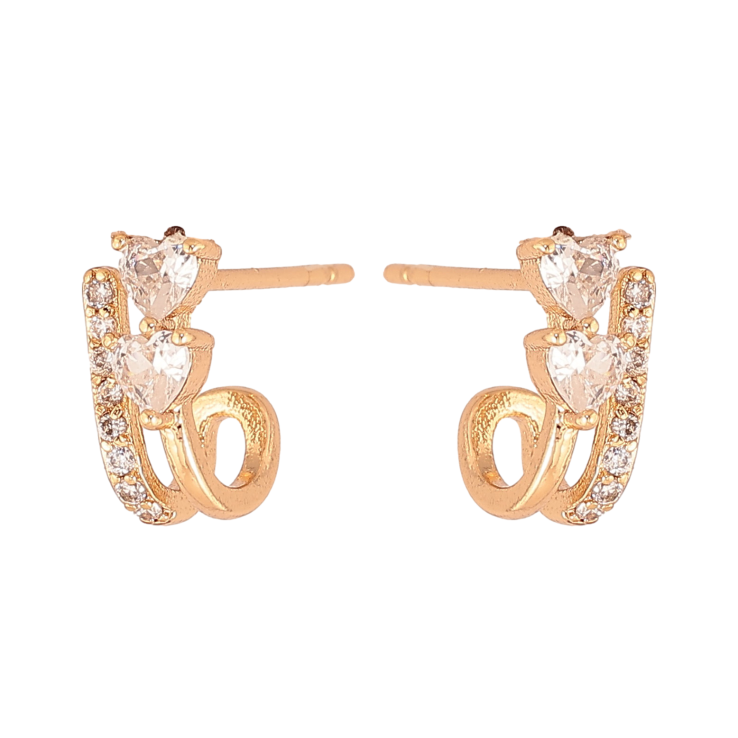 Серьги Xuping цвет Позолота 18К пусеты "Узор с кристаллами" фото №11