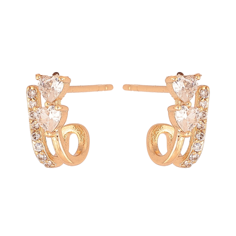 Сережки Xuping колір Позолота 18К пусети "Візерунок з кристалами" фото №1 Сережки Xuping колір Позолота 18К пусети "Візерунок з кристалами" фото №1