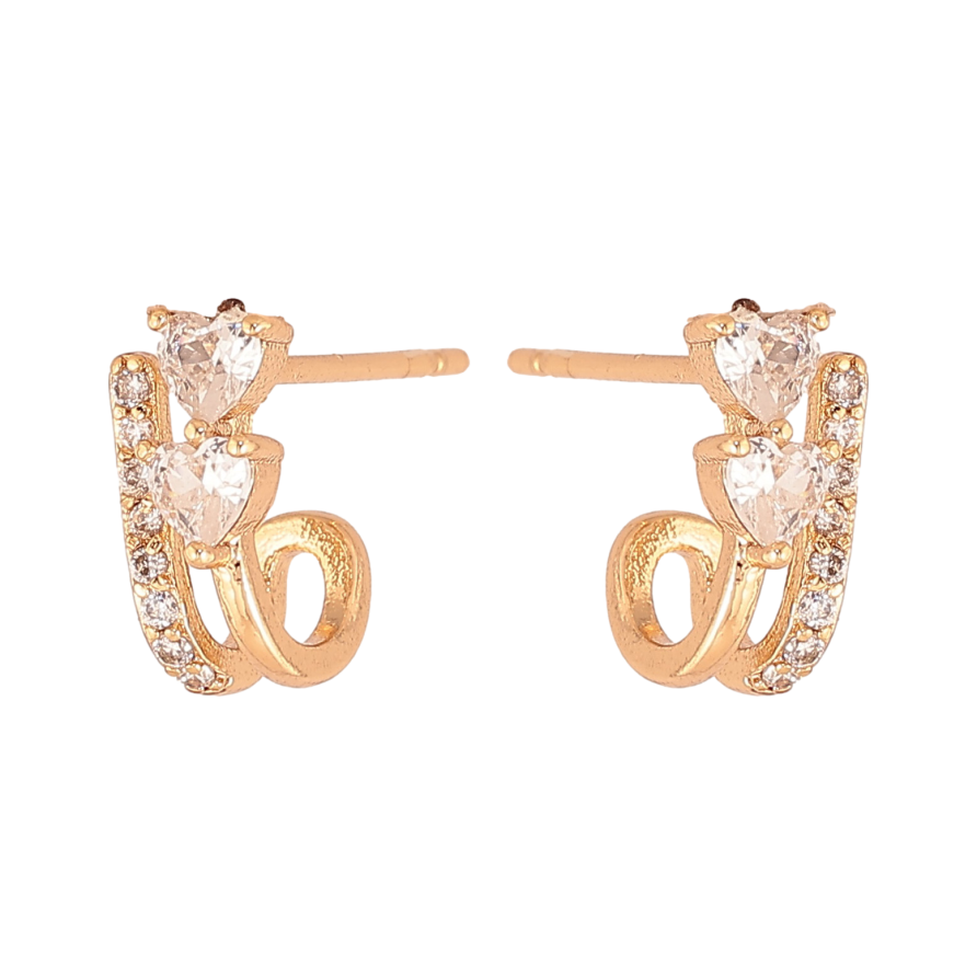 Сережки Xuping колір Позолота 18К пусети "Візерунок з кристалами" фото №1 Сережки Xuping колір Позолота 18К пусети "Візерунок з кристалами" фото №1