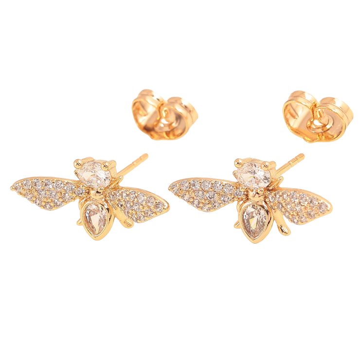Сережки Xuping колір Позолота 18К пусети "Кристальні мушки" фото №17 Сережки Xuping колір Позолота 18К пусети "Кристальні мушки" фото №17