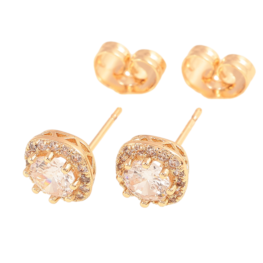 Серьги Xuping цвет Позолота 18К пусеты "Инкрустация кристаллами" фото №1