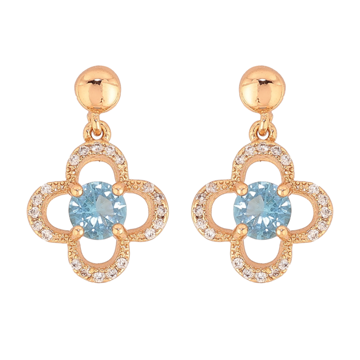 Серьги Xuping цвет Позолота 18К пусеты "Кристальные цветочки" фото №24