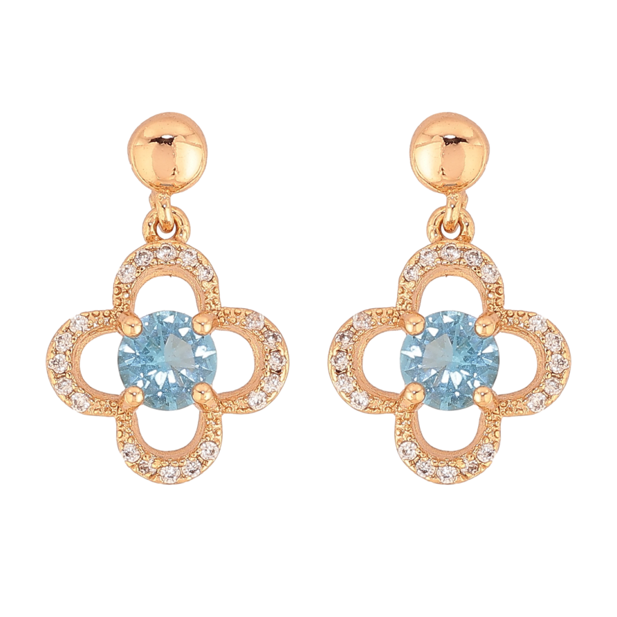 Серьги Xuping цвет Позолота 18К пусеты "Кристальные цветочки" фото №1