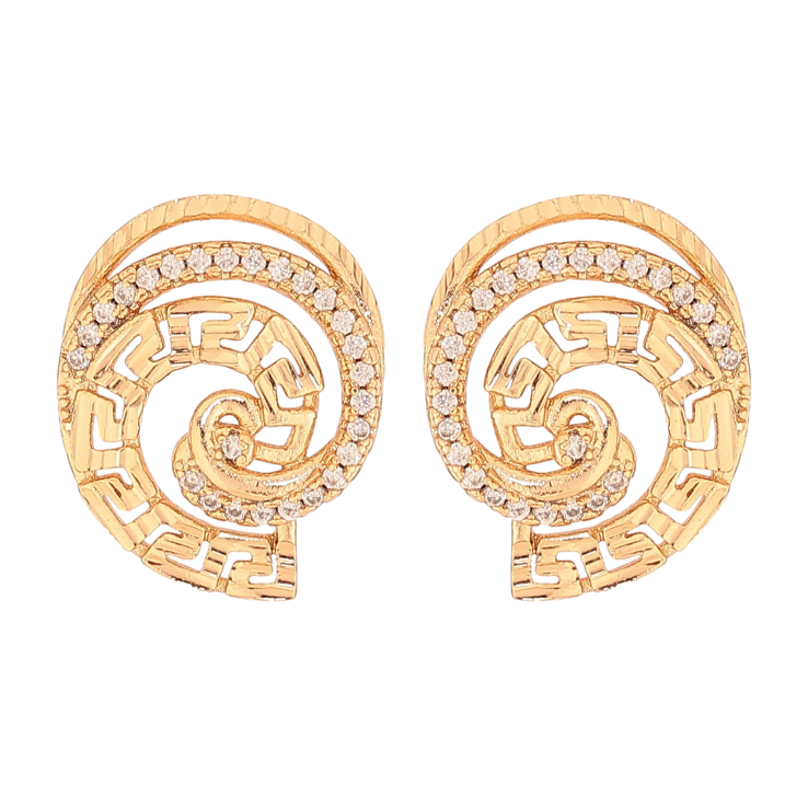 Серьги Xuping цвет Позолота 18К пусеты "Узор с кристаллами" фото №22