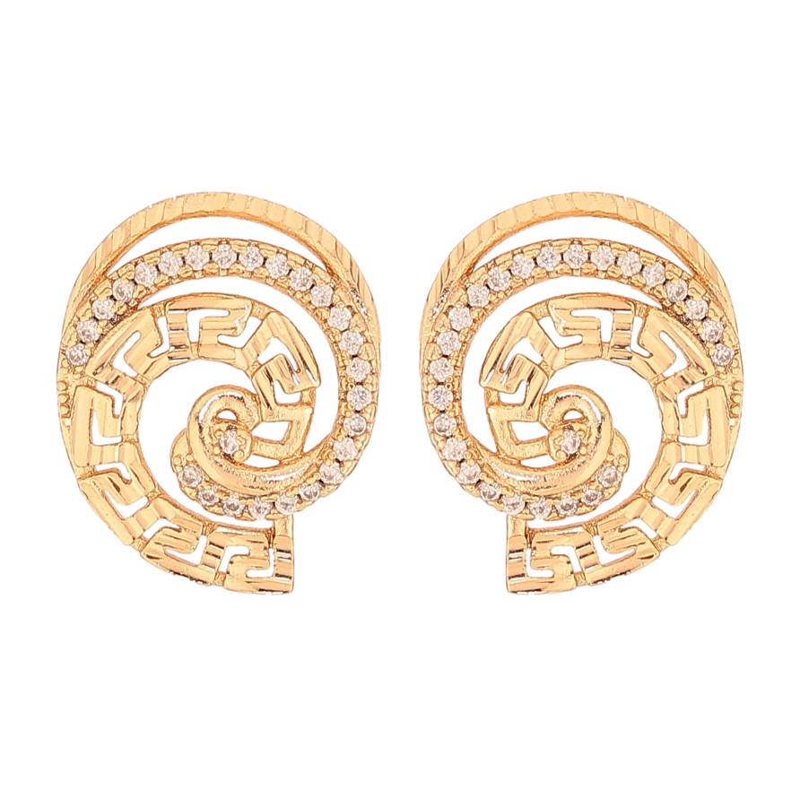 Сережки Xuping колір Позолота 18К пусети "Візерунок з кристалами" фото №1